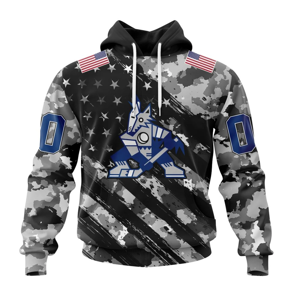 Arizona Coyotes Special Camo Military Design All Over Print Hoodie Style 77372