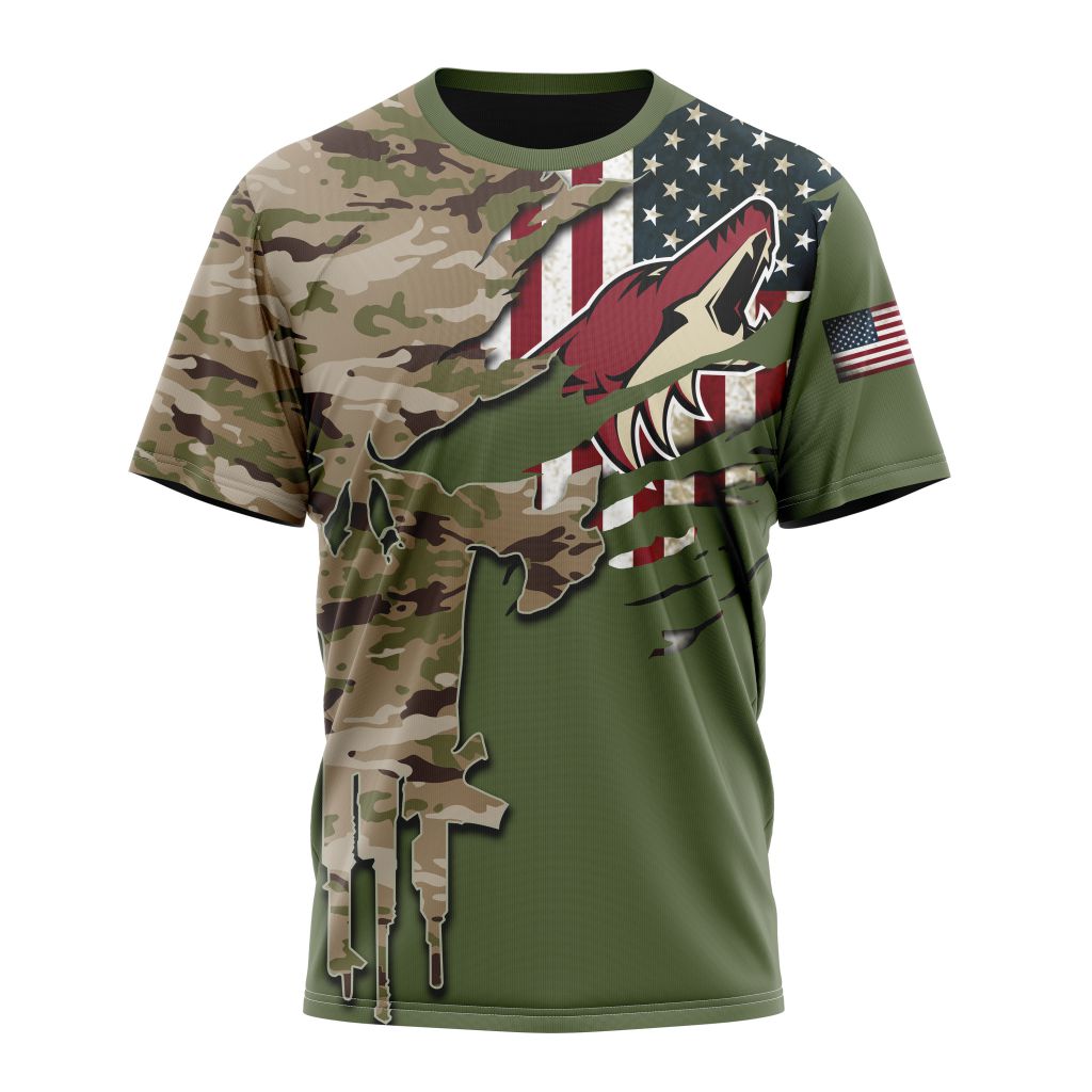 Arizona Coyotes Special Camo Skull Design Personalized Name And Number T-Shirt Oregontrailrvpk Shirt