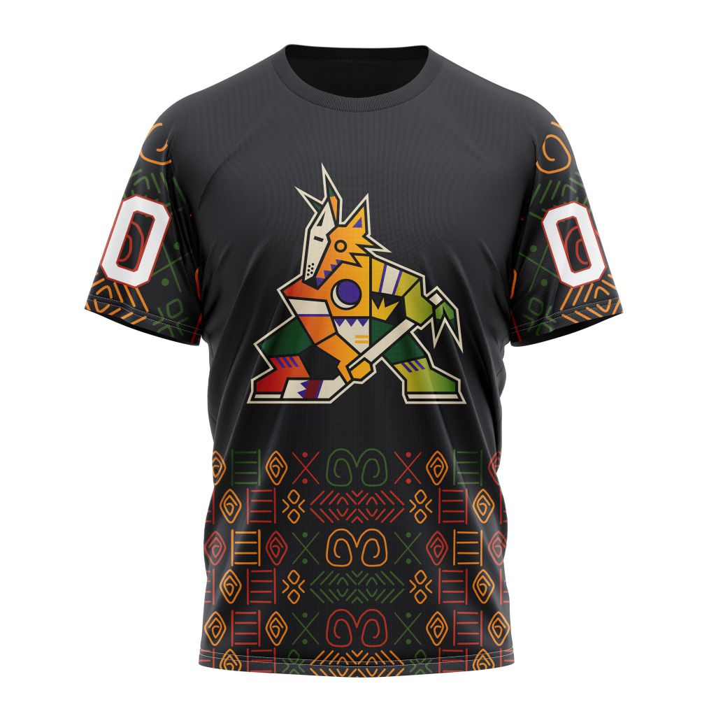 Arizona Coyotes Special Design For Black History Month 01 Personalized Name And Number T-Shirt Oregontrailrvpk Shirt