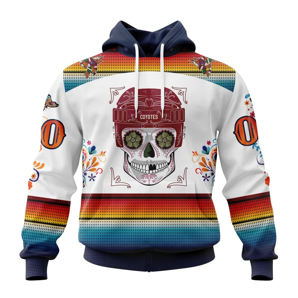 Arizona Coyotes Special Design For Dia De Los Muertos All Over Print Hoodie Style 43558