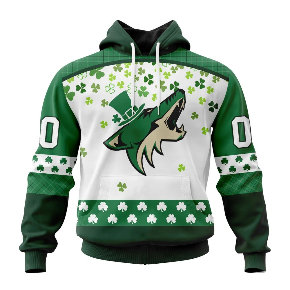 Arizona Coyotes Special Design For St. Patrick Day All Over Print Hoodie Style 39935