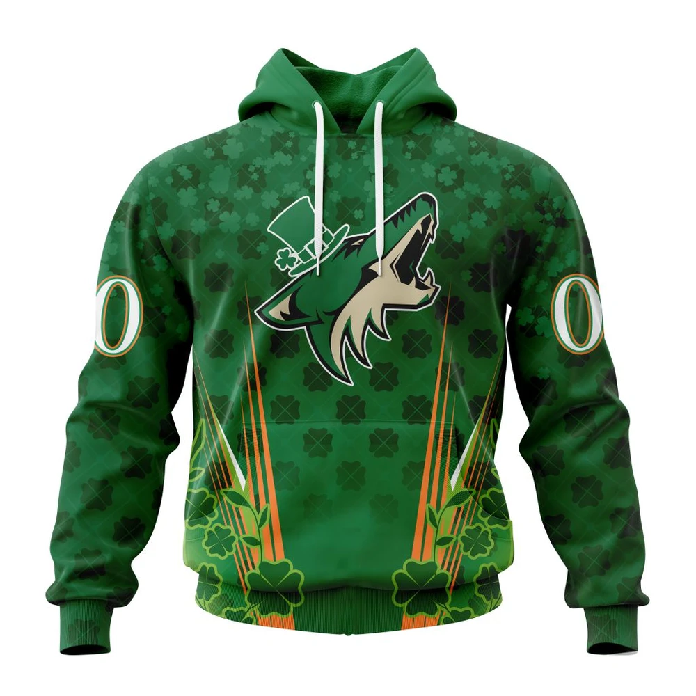 Arizona Coyotes Special Design For St. Patrick Day All Over Print Hoodie Style 85247