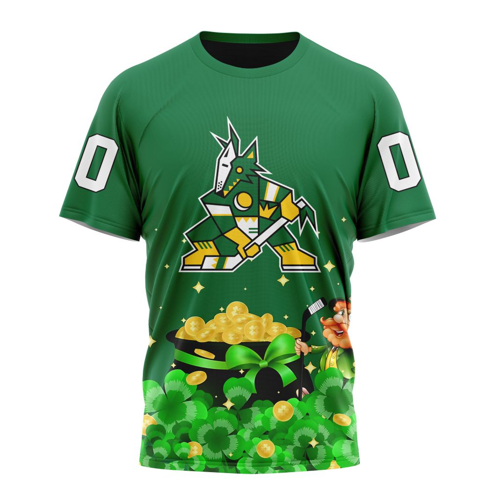 Arizona Coyotes Special Design For St.Patrick's Day Personalized Name And Number T-Shirt Oregontrailrvpk Shirt