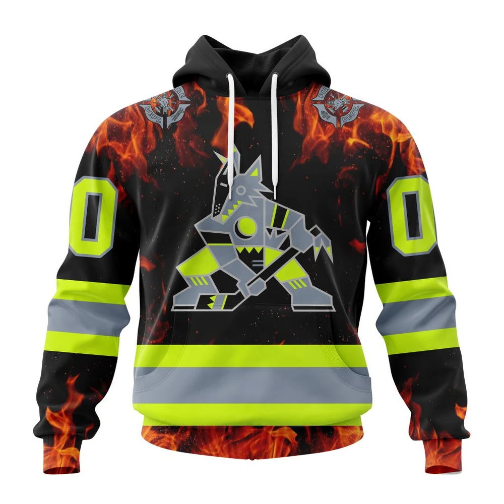 Arizona Coyotes Special Design Honoring Firefighters All Over Print Hoodie Style 50382