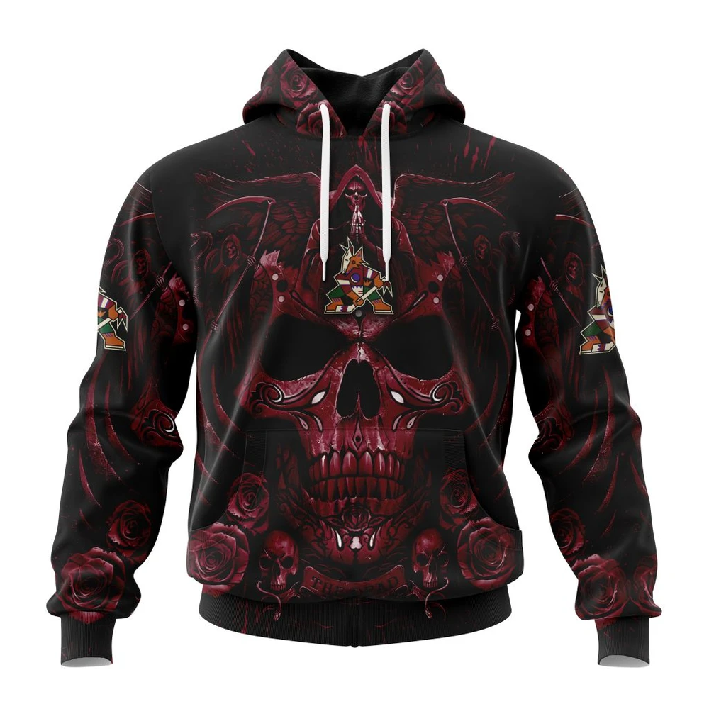Arizona Coyotes Special Design With Skull Art All Over Print Hoodie Style 99364
