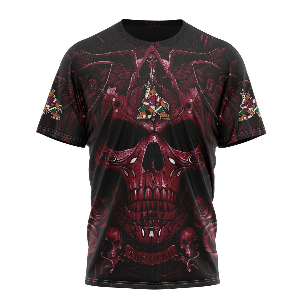 Arizona Coyotes Special Design With Skull Art Personalized Name And Number T-Shirt Oregontrailrvpk Shirt