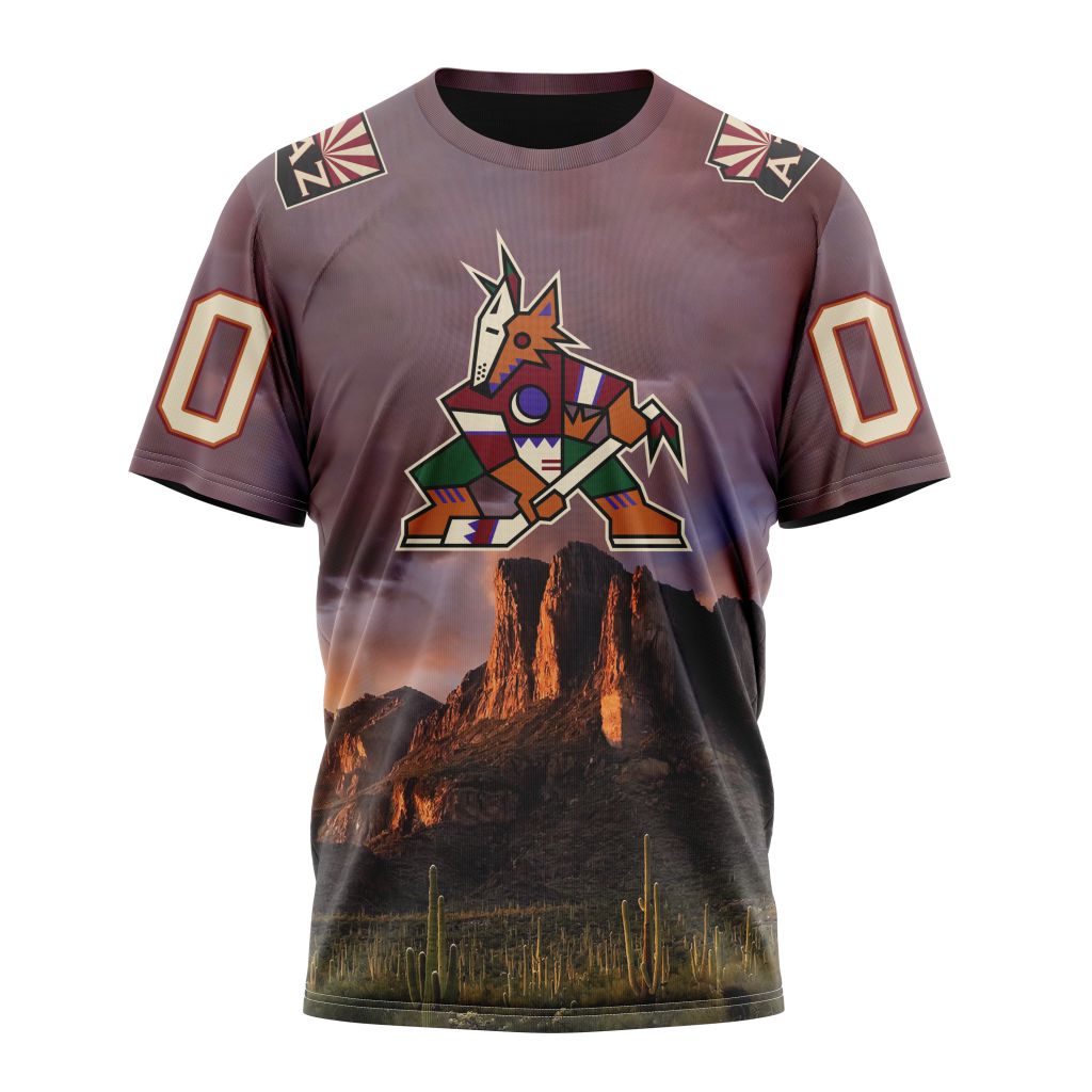 Arizona Coyotes Special Design With Sonoran Desert Personalized Name And Number T-Shirt Oregontrailrvpk Shirt