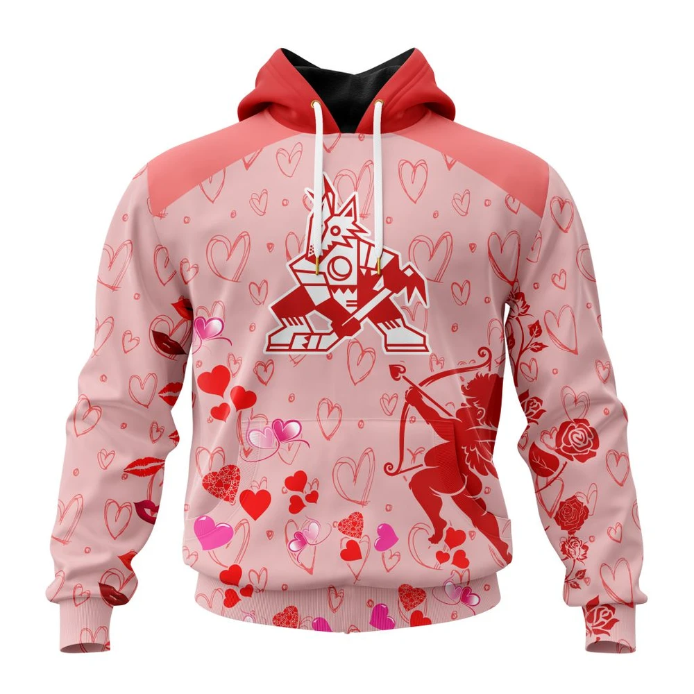 Arizona Coyotes Special Gift For Valentines Day All Over Print Hoodie Style 39310