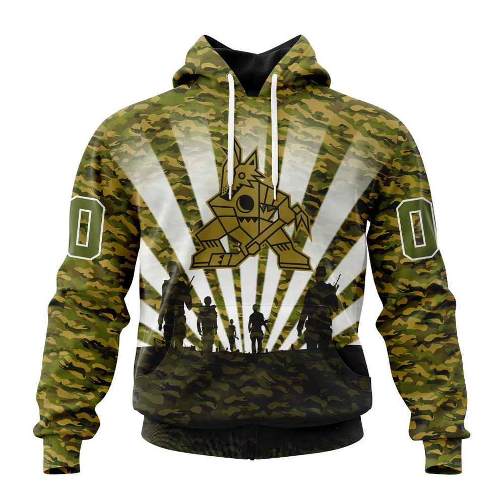 Arizona Coyotes Special Military Camo Kits For Veterans Day And Rememberance Day All Over Print Hoodie Style 30261