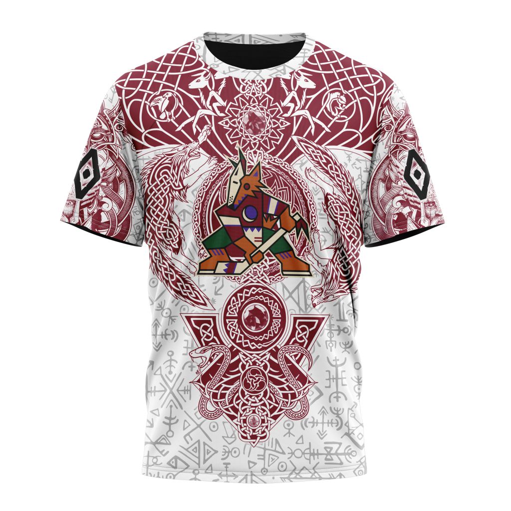Arizona Coyotes Special Norse Viking Symbols Personalized Name And Number T-Shirt Oregontrailrvpk Shirt