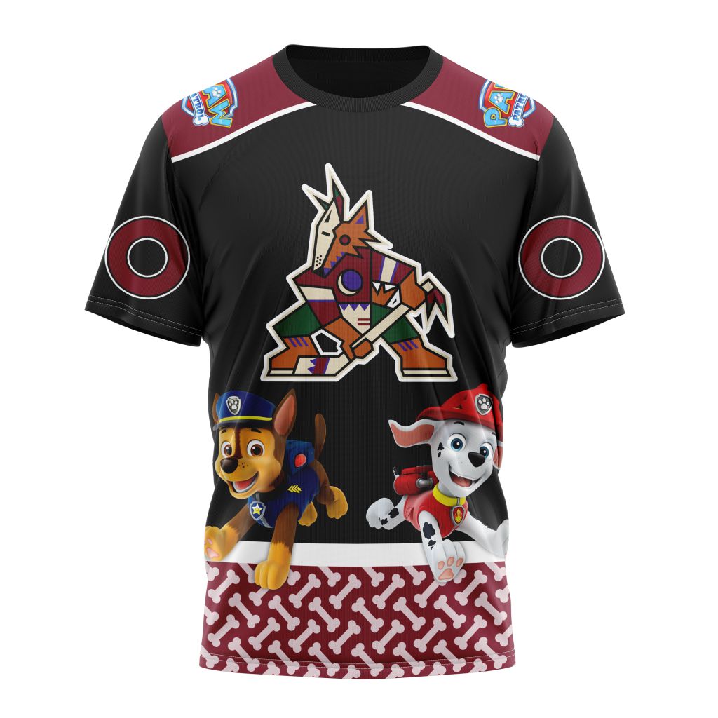 Arizona Coyotes Special Paw Patrol Design Personalized Name And Number T-Shirt Oregontrailrvpk Shirt