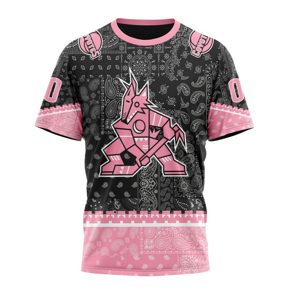 Arizona Coyotes Special Pink Paisley Design 01 Personalized Name And Number T-Shirt Oregontrailrvpk Shirt