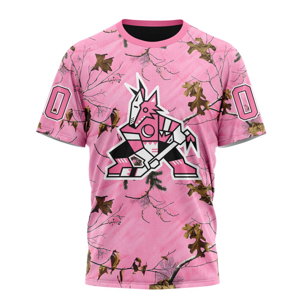 Arizona Coyotes Special Realtree Pink Camouflage Design 01 Personalized Name And Number T-Shirt Oregontrailrvpk Shirt