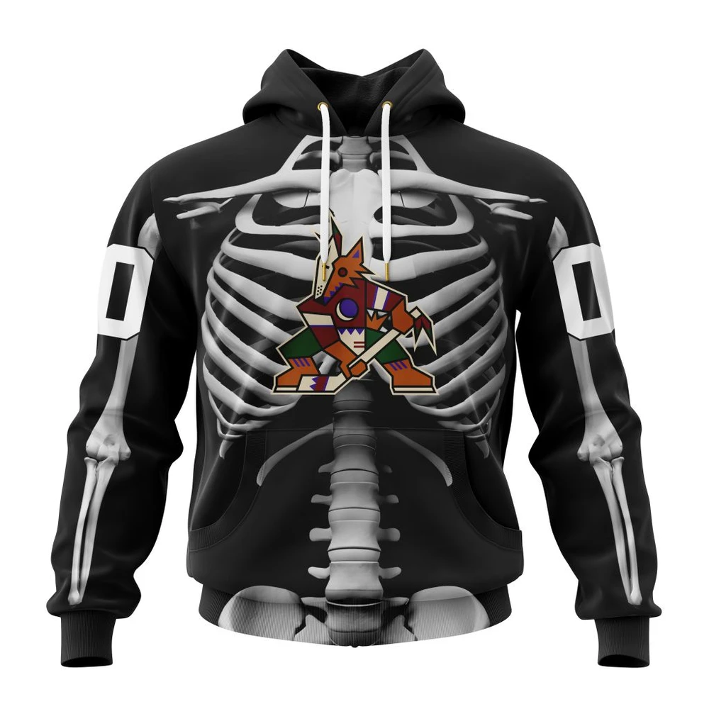 Arizona Coyotes Special Skeleton Costume For Halloween All Over Print Hoodie Style 43999