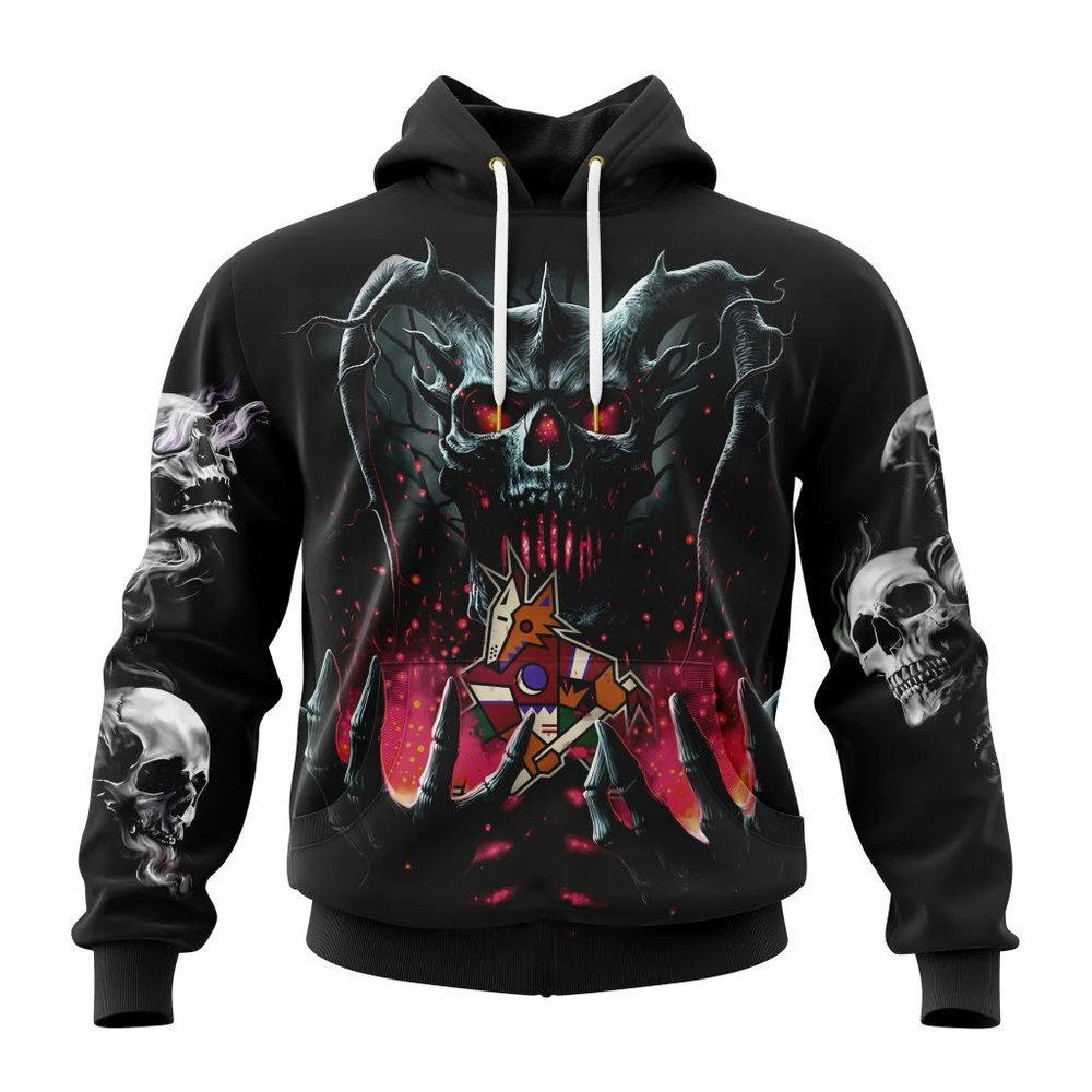 Arizona Coyotes Special Skull Art Design All Over Print Hoodie Style 79033