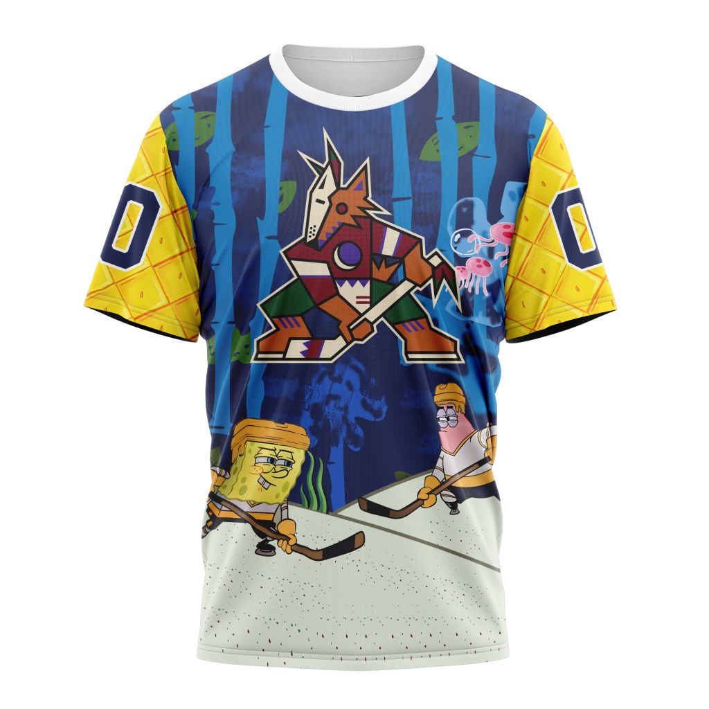 Arizona Coyotes Special SpongeBob SquarePants Design 01 Personalized Name And Number T-Shirt Oregontrailrvpk Shirt