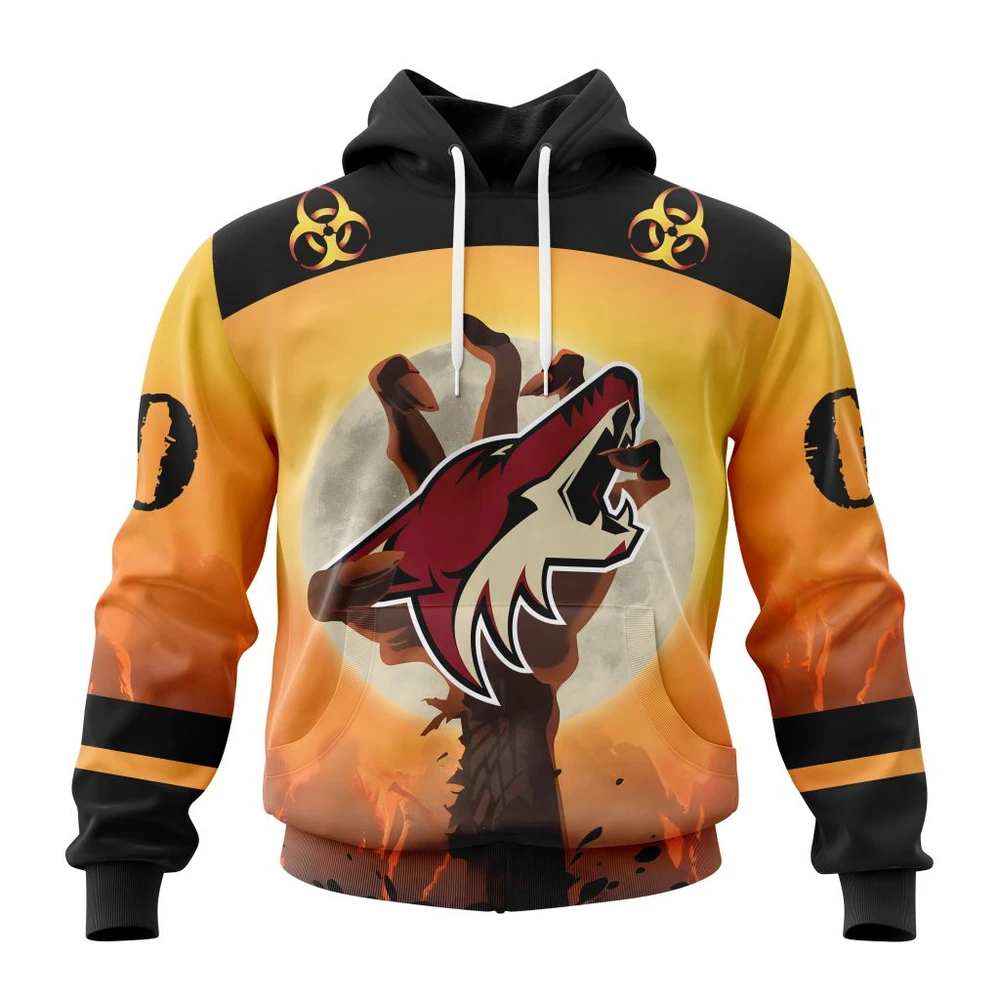 Arizona Coyotes Special Zombie Design For Halloween All Over Print Hoodie Style 50967