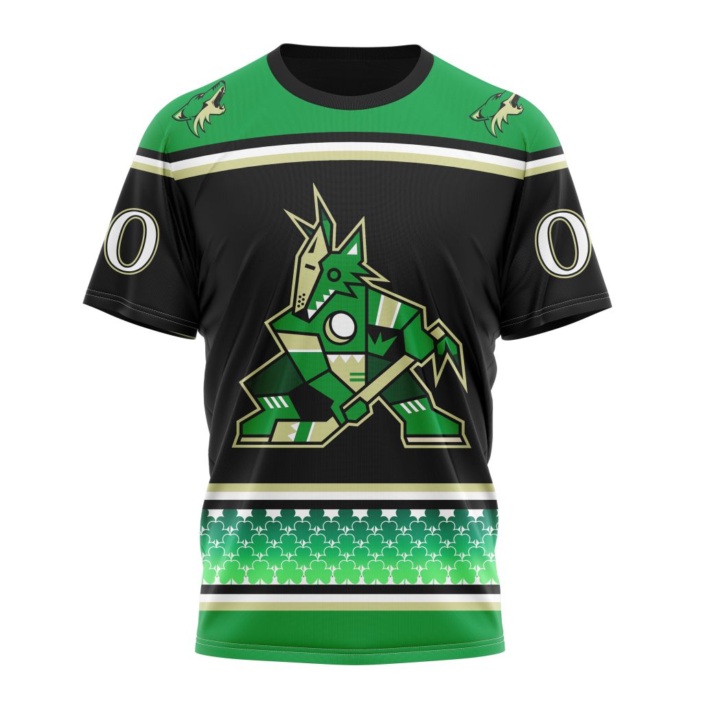 Arizona Coyotes Specialized Unisex Kits Hockey Celebrate St Patrick's Day Personalized Name And Number T-Shirt Oregontrailrvpk Shirt