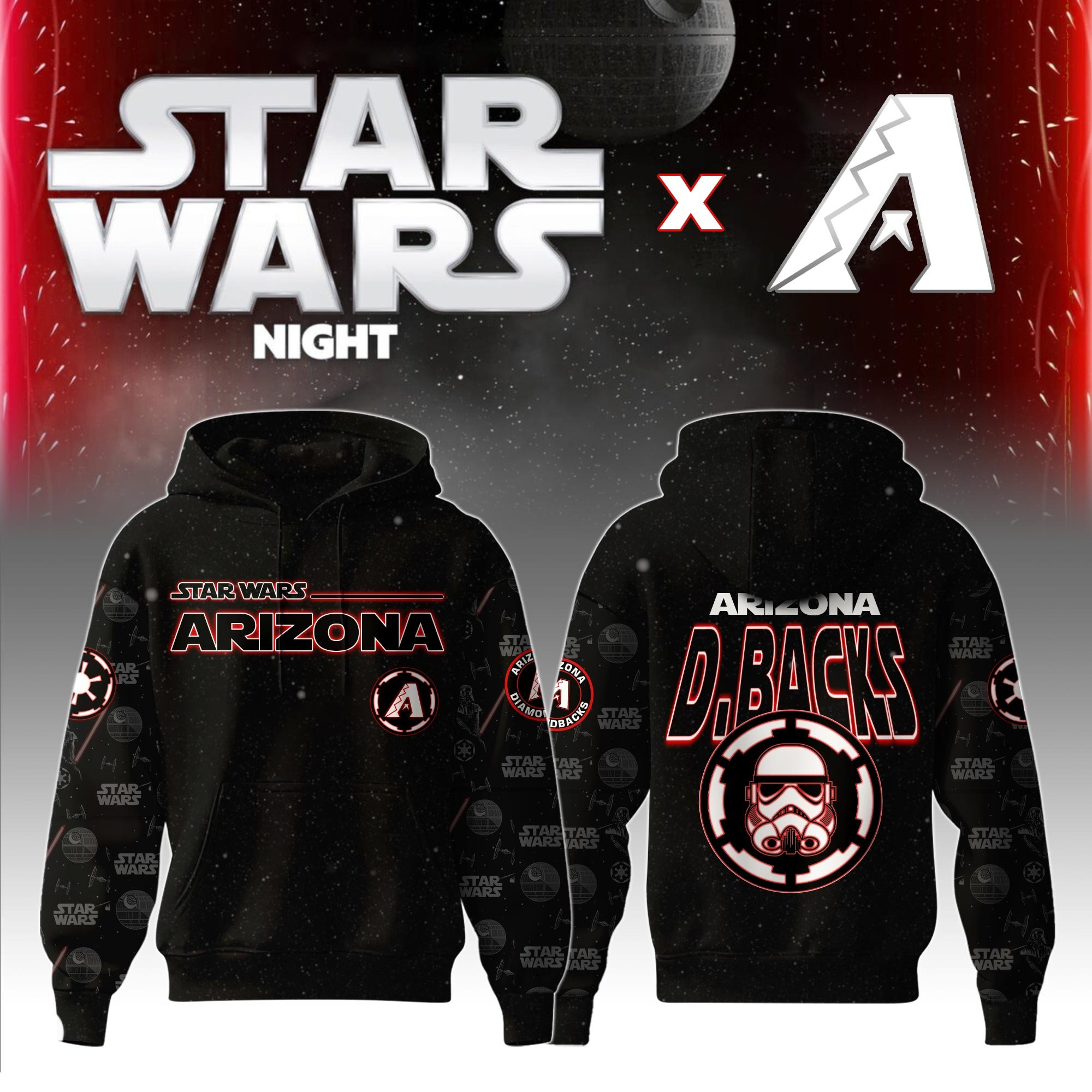 Arizona Diamondbacks MLB x Star War Night Hoodie