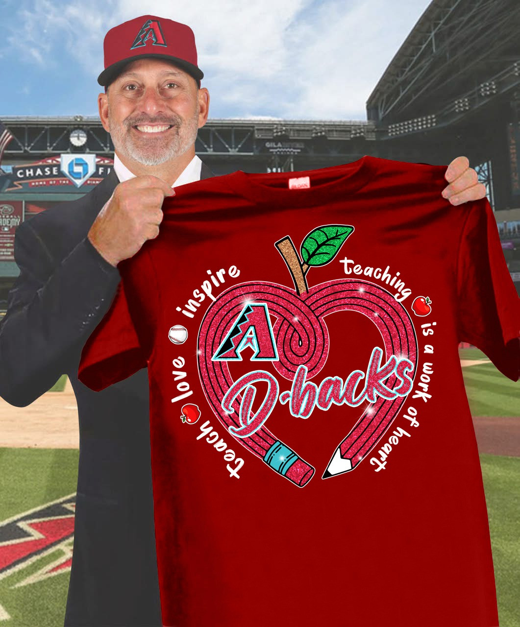 Arizona Diamondbacks Teach Love Inspire T-Shirt Honor Teacher's Day Diamondbacks Oregontrailrvpk Shirt