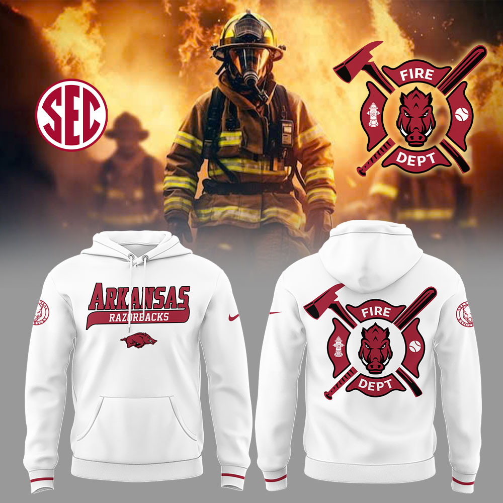 Arkansas Baseball x Firefighter Appreciation Night Hoodie Baseball Coach Gift Ideas