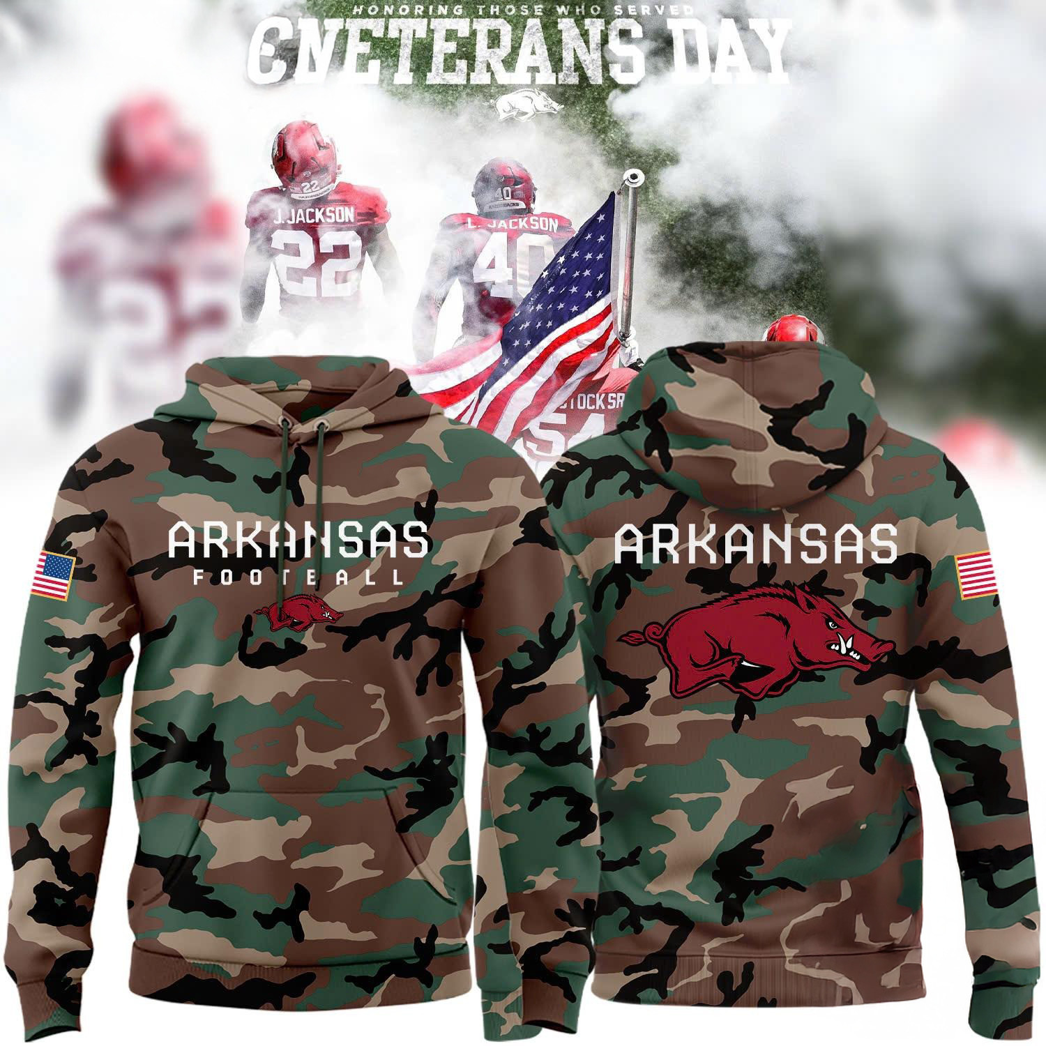 Arkansas Razorback Football 2024 Military Appreciation Limited Edition Hoodie