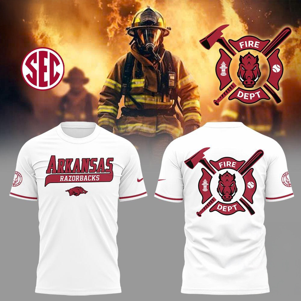 Arkansas Razorback x Firefighter Appreciation Night White Shirt Best Gifts For Football Fans Oregontrailrvpk Shirt