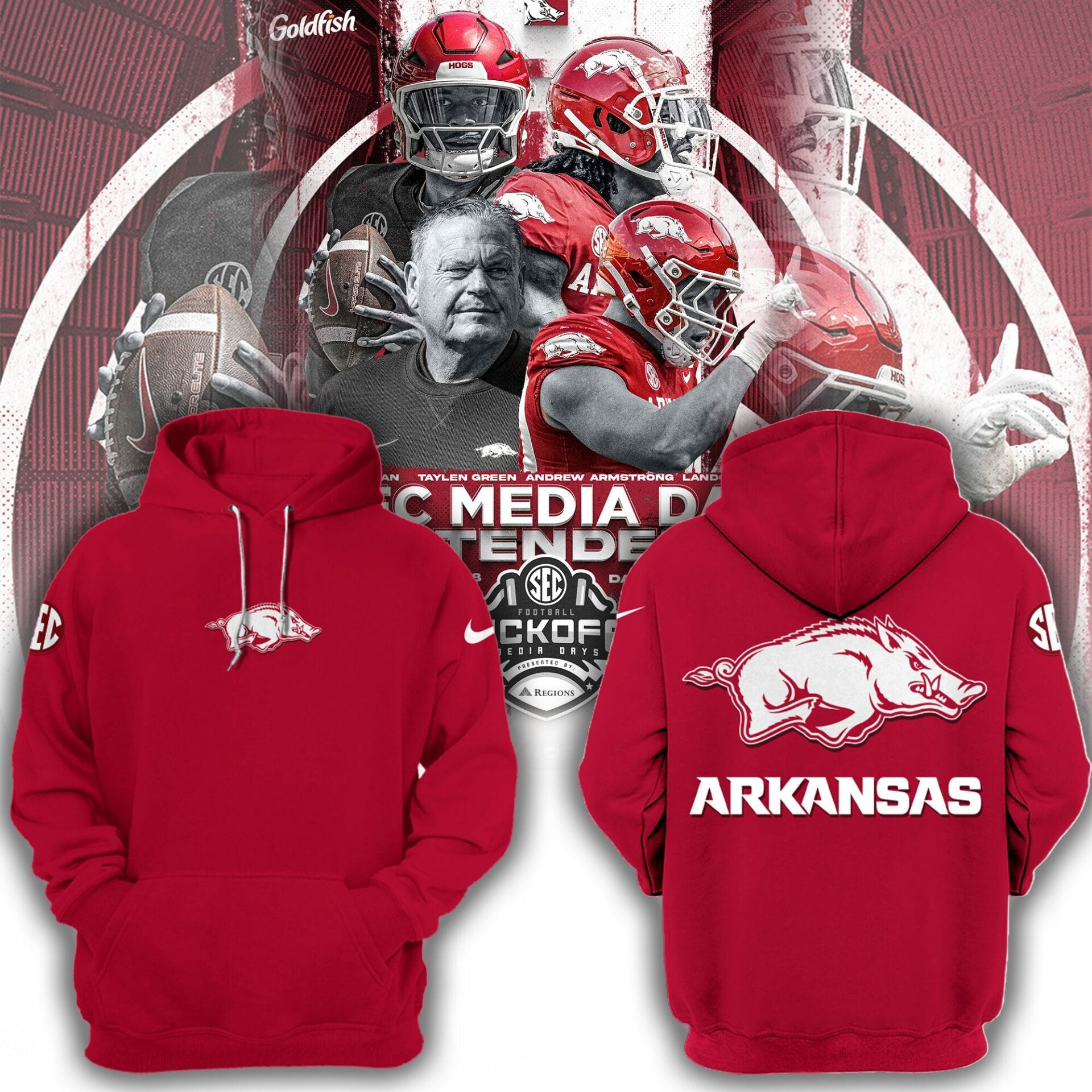 Arkansas Razorbacks Big Logo Red NCAA Hoodie