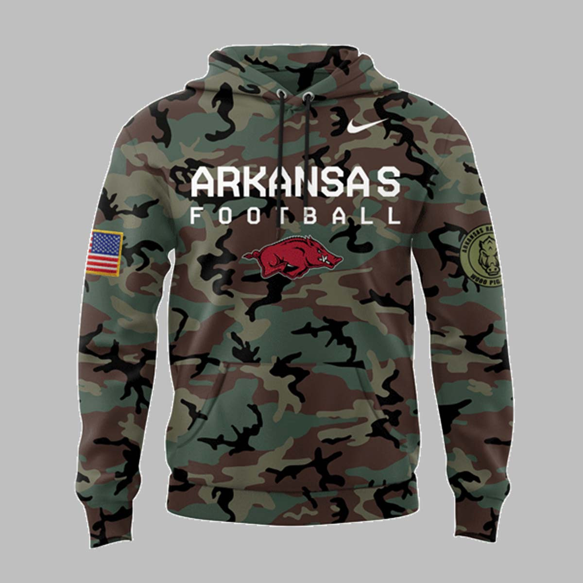 Arkansas Razorbacks Hoodie Veteran Camo Hoodie Presents For Football Lovers