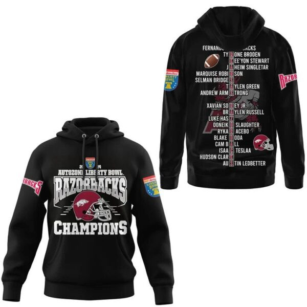 Arkansas Razorbacks Liberty Bowl Players List NCAA Hoodie Presents For Basketball Fans
