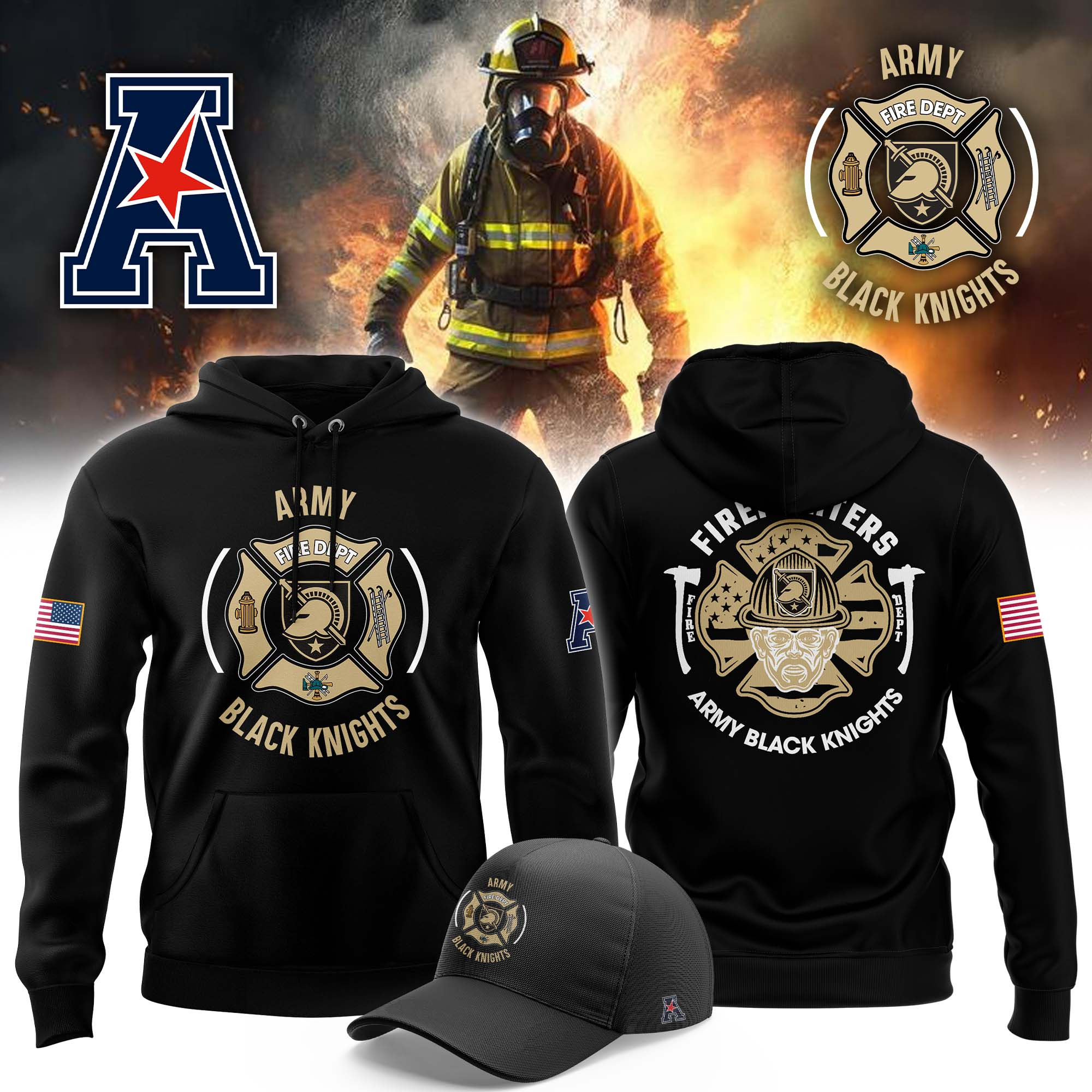 Army Black Knights Firefighter Appreciation Football NCAA Hoodie Football Enthusiast Gifts No Cap