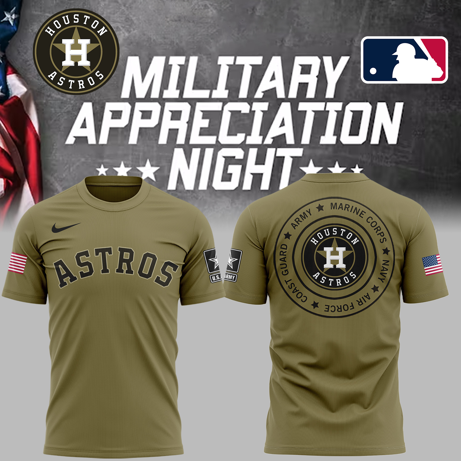 Astros x Military Appreciation Night T-Shirt For Baseball Players Oregontrailrvpk Shirt