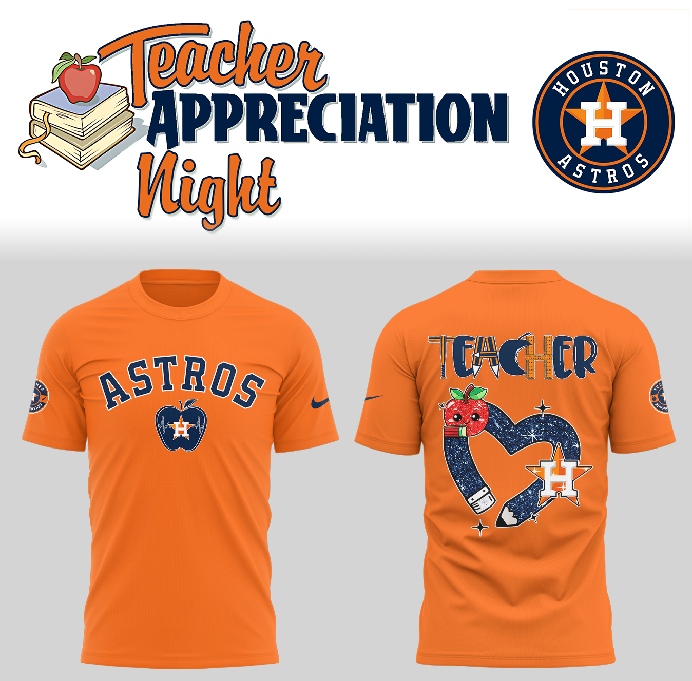 Astros x Teacher Appreciation Night T-Shirt For Baseball Players Baseball Oregontrailrvpk Shirt