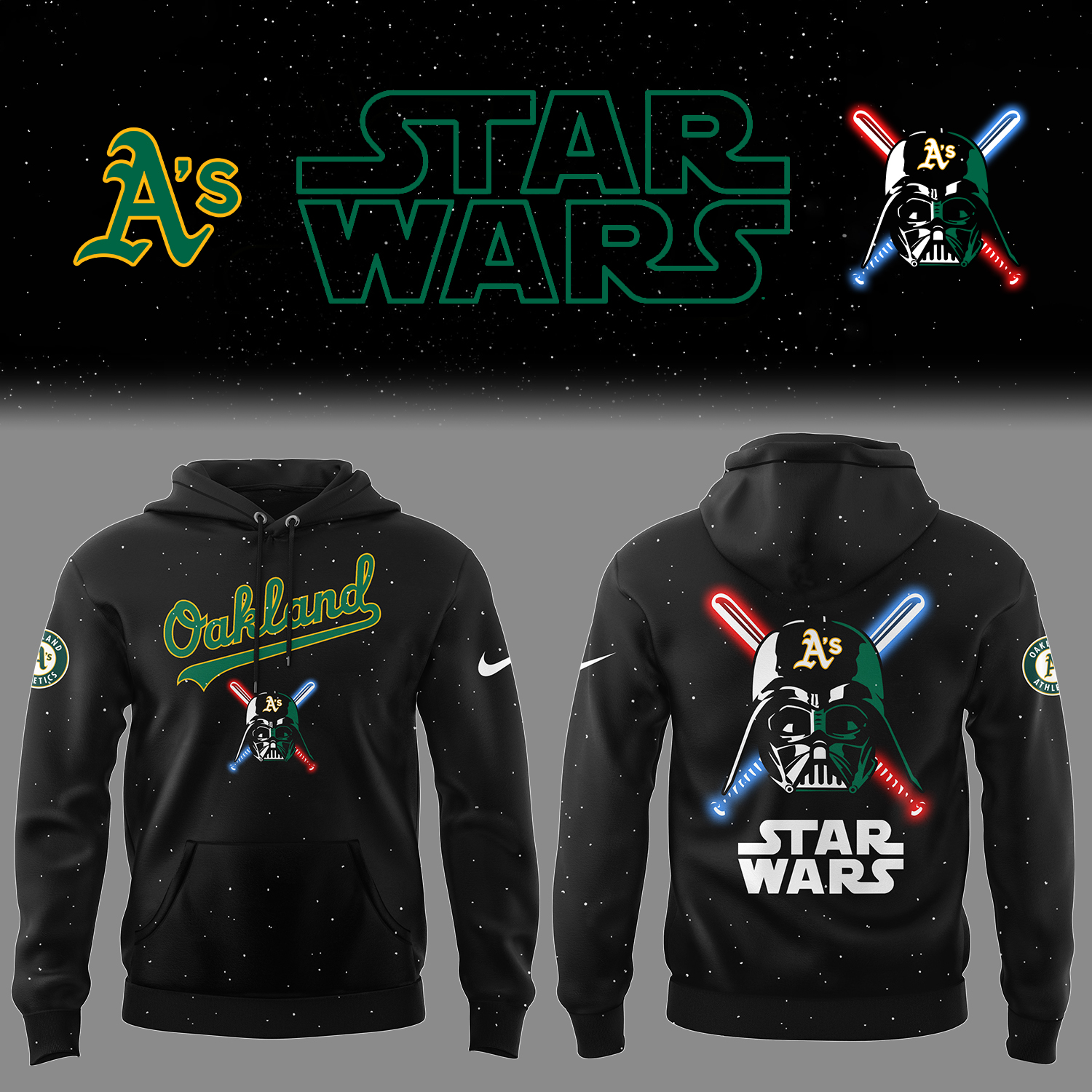 Athletics Baseball Athletics x Star Wars 2025 Black Hoodie Best Baseball Gifts Ideas
