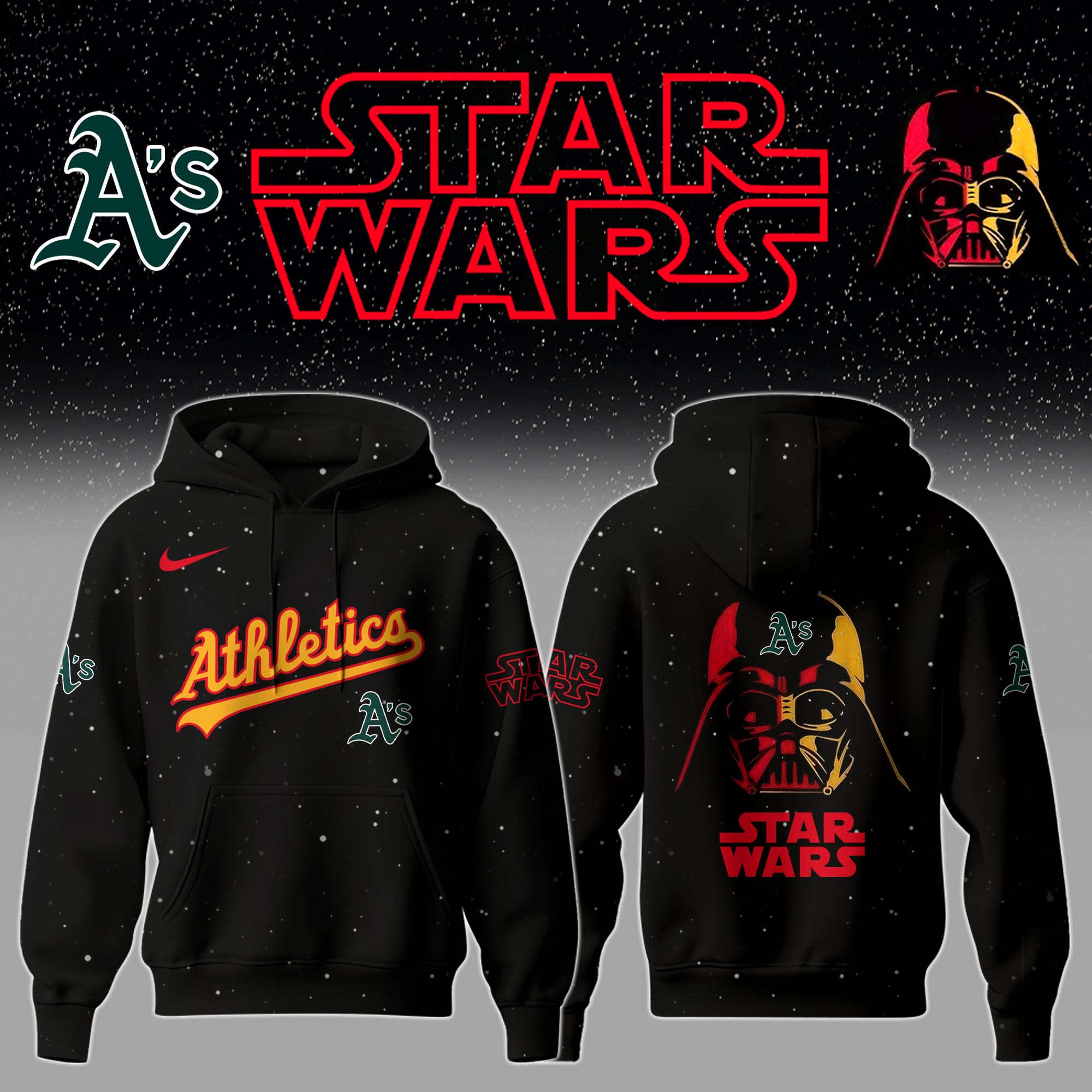 Athletics x Stars Wars Night Hoodie Unique Baseball Gifts