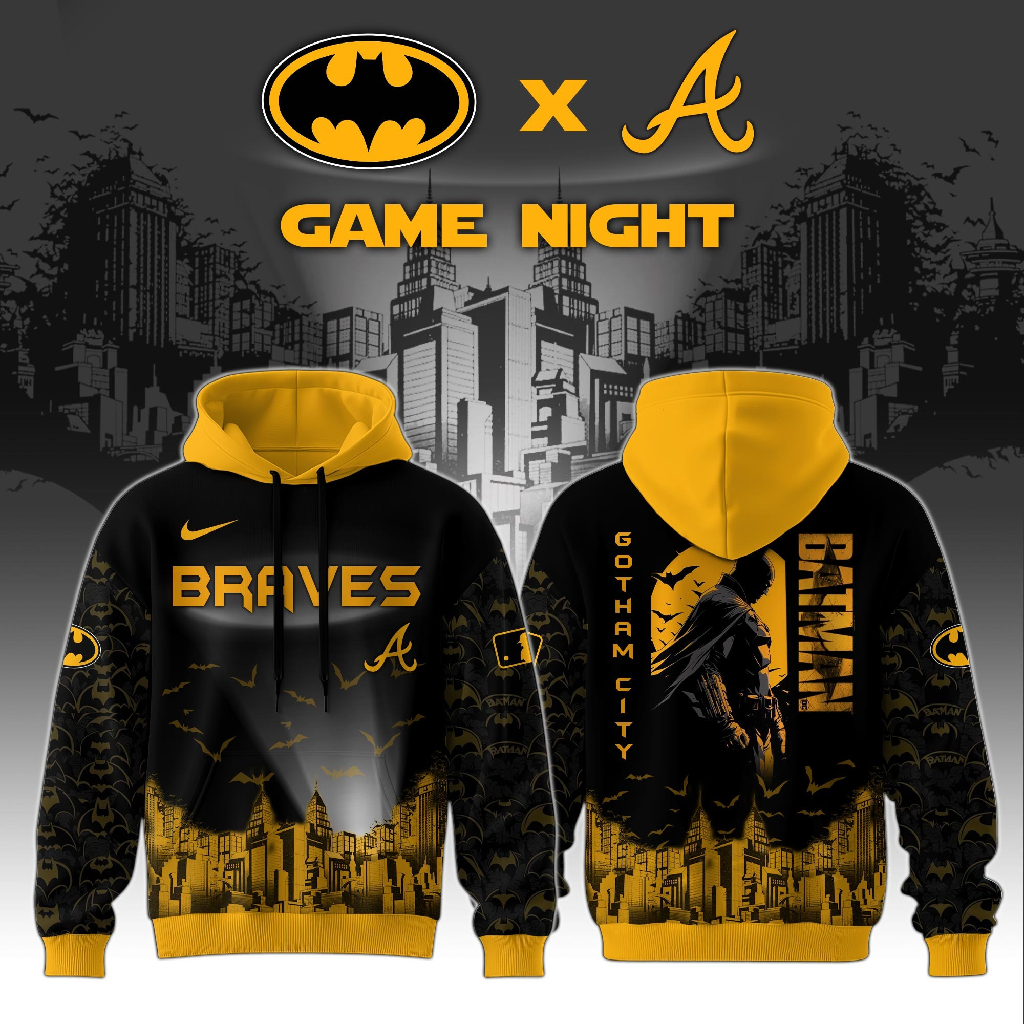 Atlanta Braves x DC Batman Game Night Hoodie Best Fans For Dad