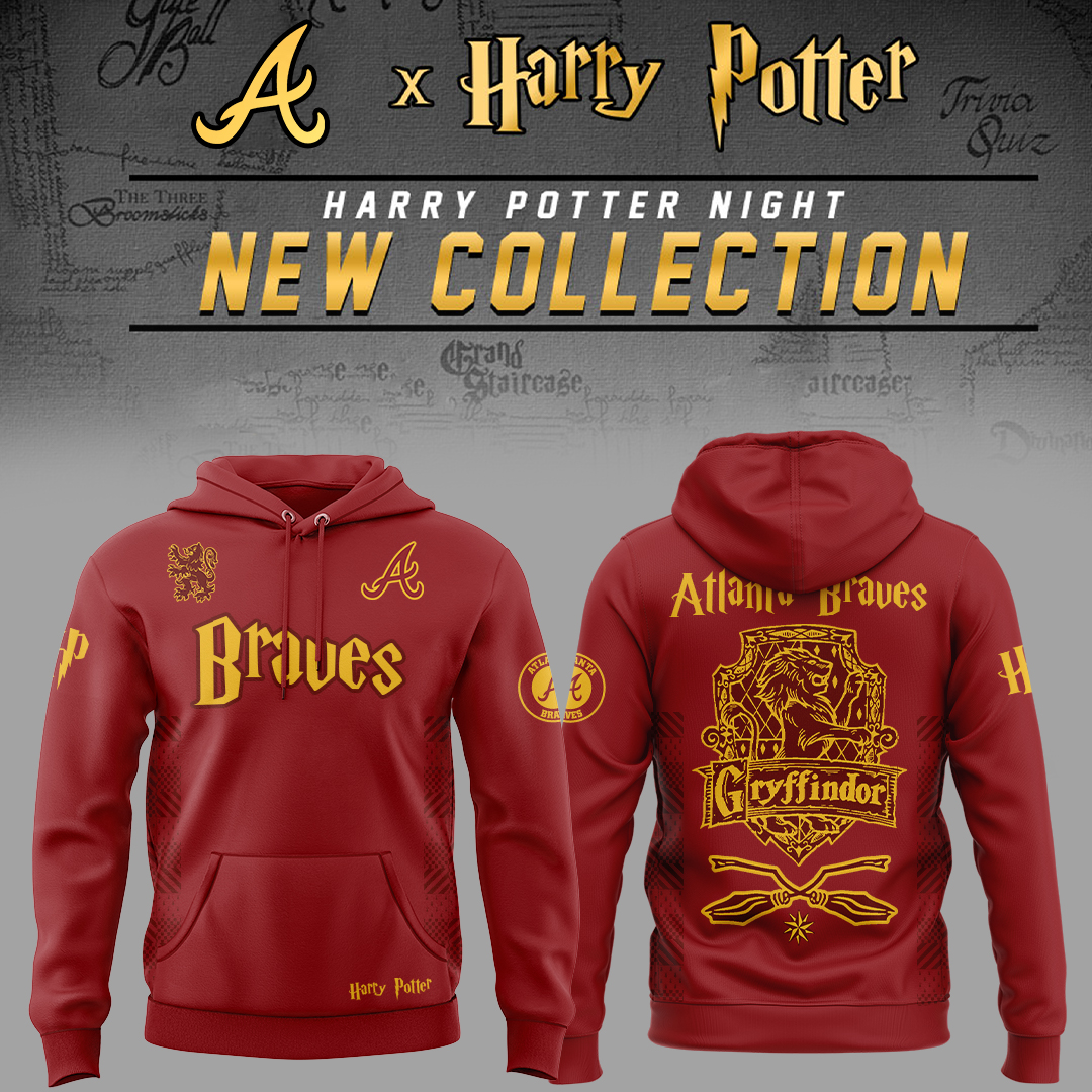 Atlanta Braves x Harry Potter Night Gryffindor House Hoodie Baseball