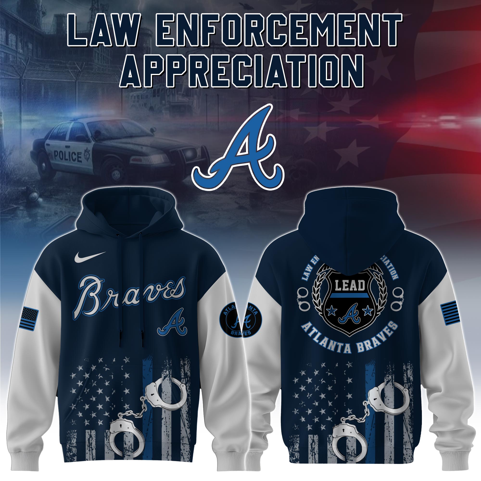 Atlanta Braves x Law Enforcement Appreciation Day Hoodie Baseball