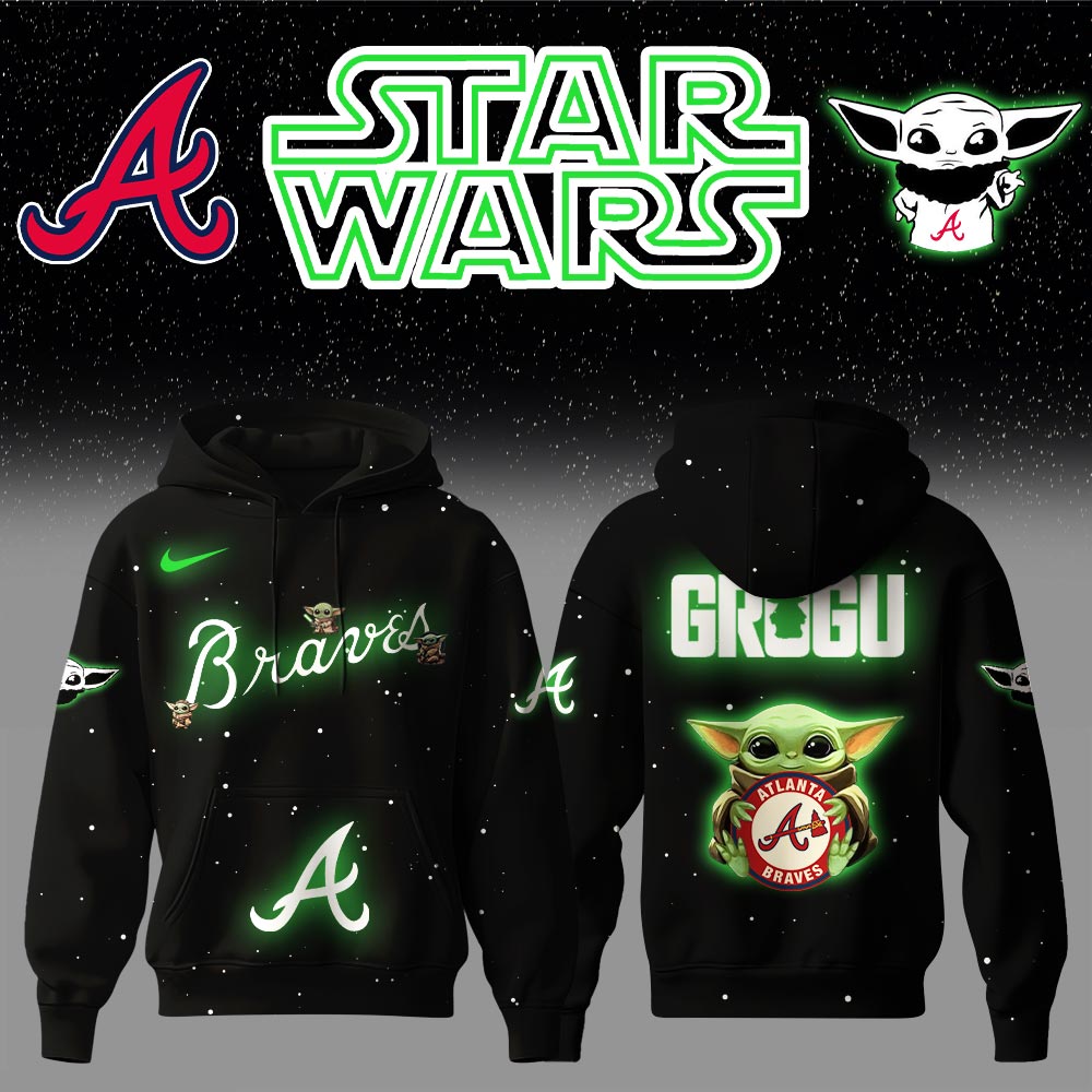 Atlanta Braves x Stars Wars Baby Yoda Game Night Hoodie Baseball