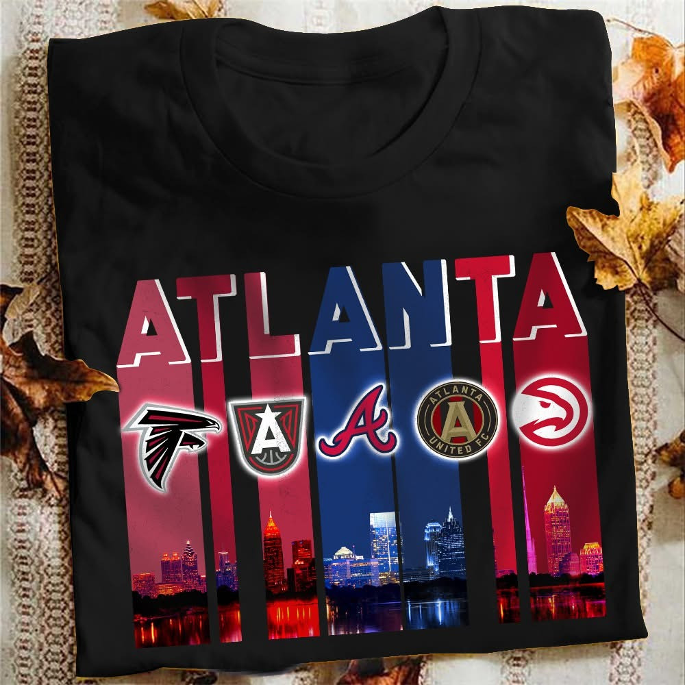 Atlanta City Sport Teams Skyline T-Shirt Best Gifts For Atlanta Sports Fans For Him Her Oregontrailrvpk Shirt