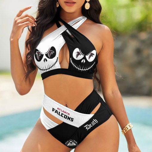 Atlanta Falcons Womens 2Pcs Bikini Swimsuit Criss Cross Cutout Bathing Suit St2742
