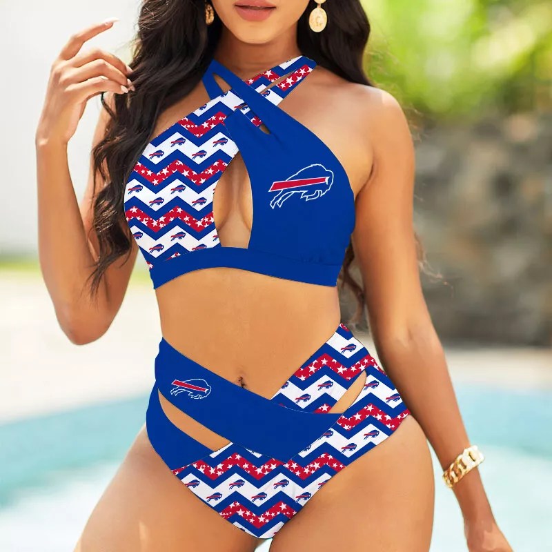 Atlanta Falcons Womens 2Pcs Bikini Swimsuit Criss Cross Cutout Bathing Suit St3095