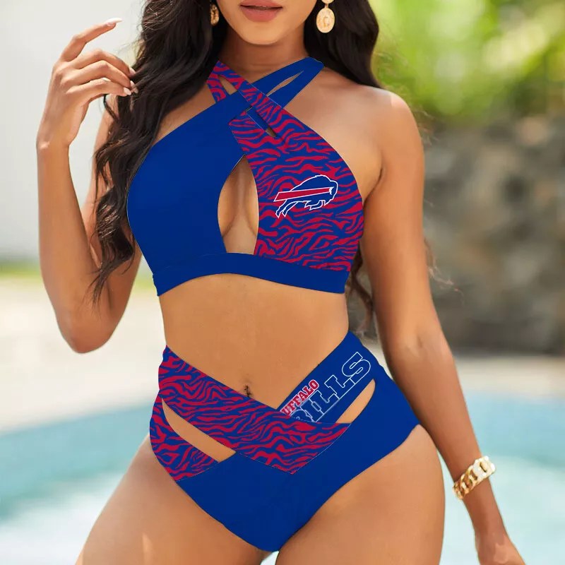 Atlanta Falcons Womens 2Pcs Bikini Swimsuit Criss Cross Cutout Bathing Suit St4742