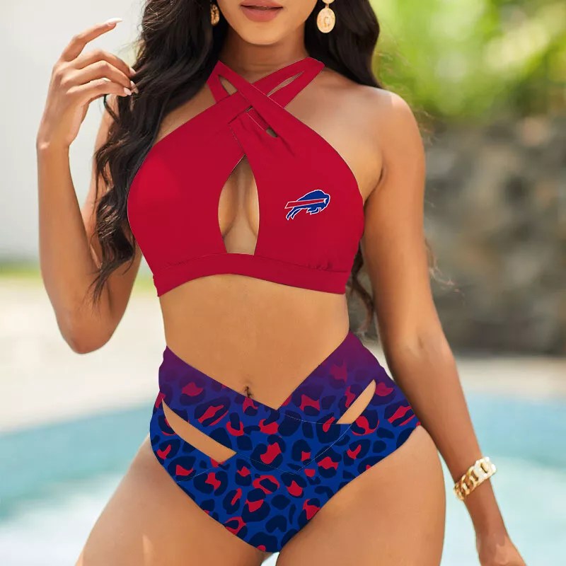Atlanta Falcons Womens 2Pcs Bikini Swimsuit Criss Cross Cutout Bathing Suit St4828