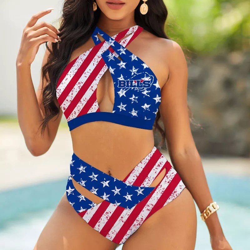 Atlanta Falcons Womens 2Pcs Bikini Swimsuit Criss Cross Cutout Bathing Suit St9780