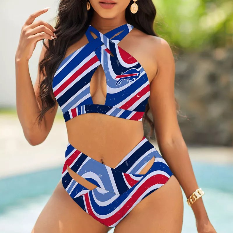 Atlanta Falcons Womens 2Pcs Bikini Swimsuit Criss Cross Cutout Bathing Suit St9804
