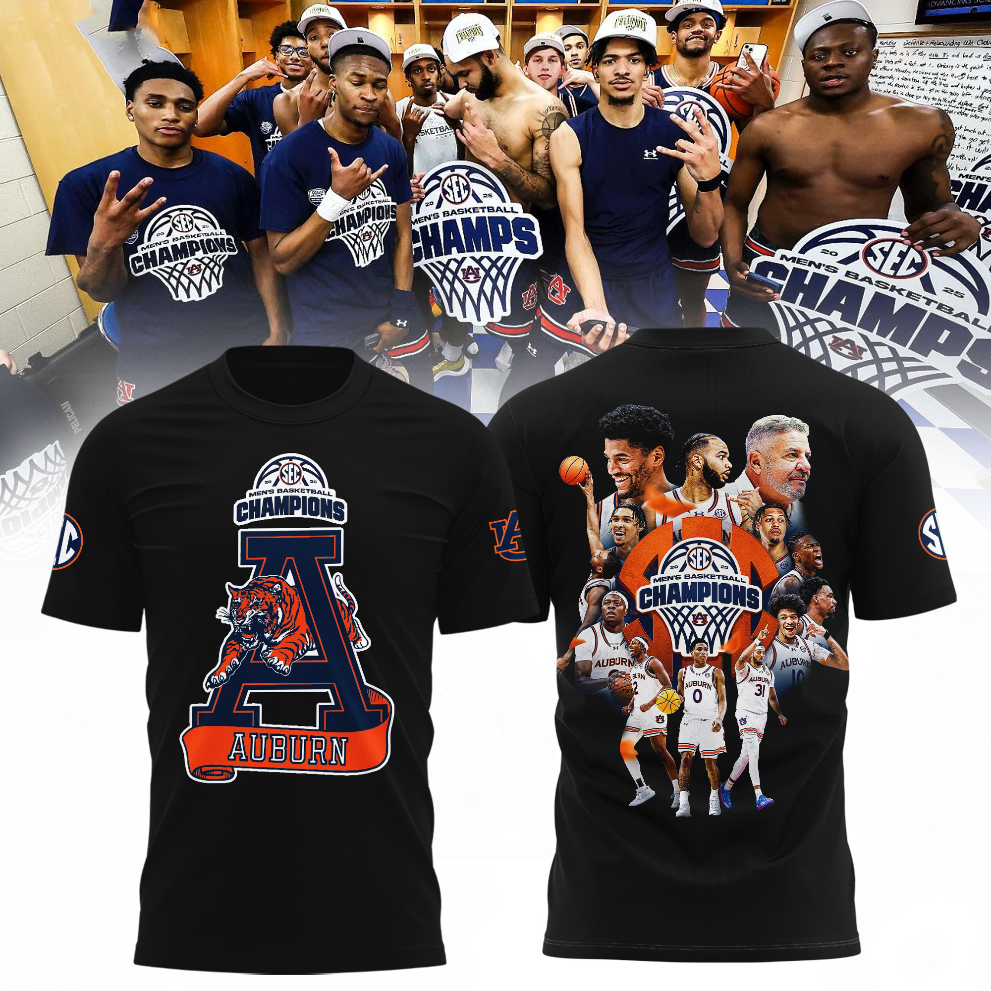 Auburn Tigers 2025 SEC Champions T-Shirt Men's Basketball Championship Merch Oregontrailrvpk Shirt
