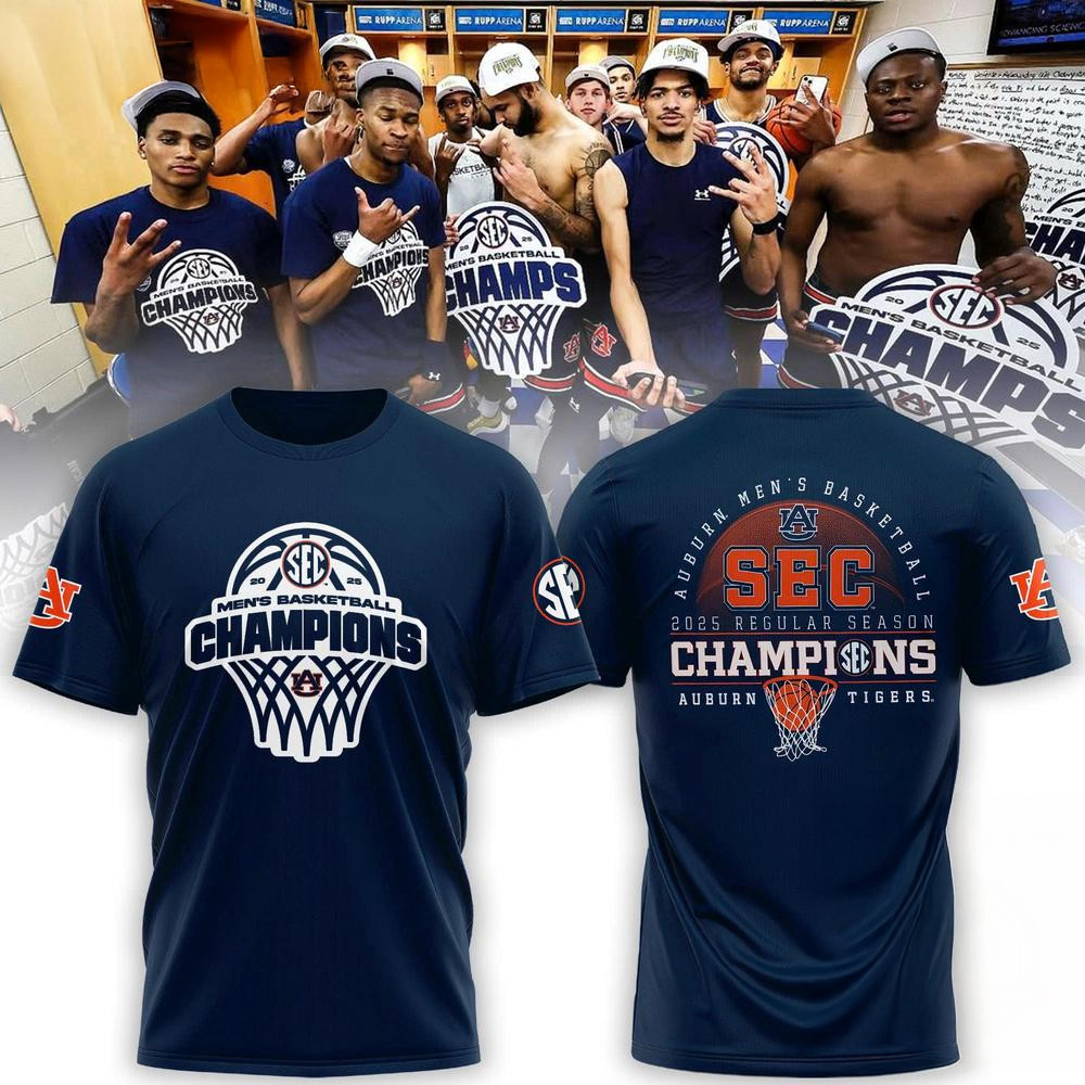 Auburn Tigers 2025 SEC Men's Basketball Regular Season Champions Shirt Fans Gift Ideas Oregontrailrvpk Shirt