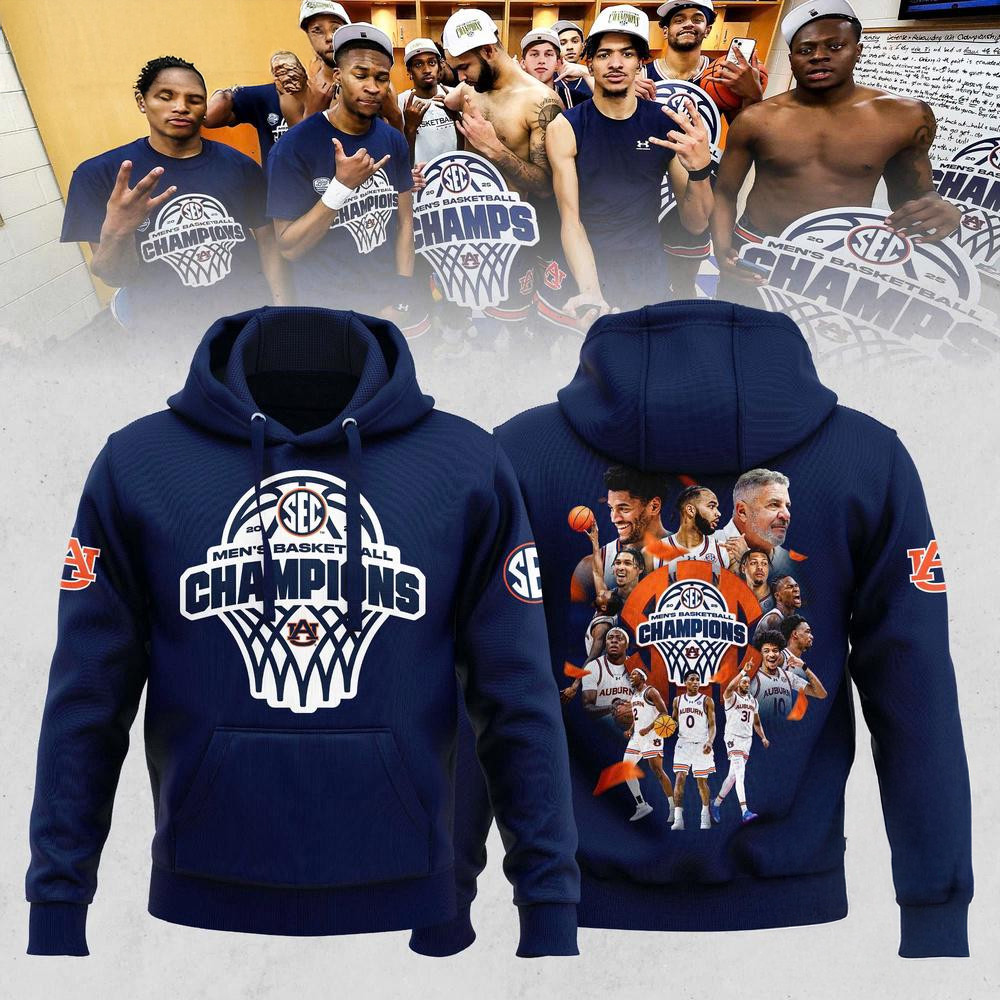 Auburn Tigers 2025 SEC Men's Basketball Regular Season Champions Team Player Hoodie