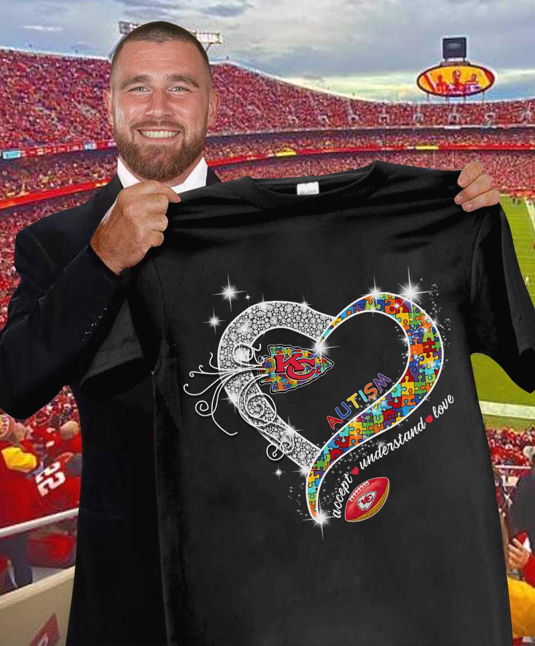 Autism Accept Understand Love The Kansas City Chiefs T-Shirt For Football Fans Oregontrailrvpk Shirt